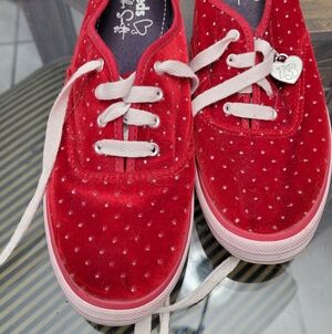 Taylor Swift Red Velvet Keds Sneakers with Heart Charm